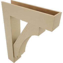 Ekena Millwork - BKTUR0756X32X44IMP05RCPR - Timberthane Faux Wood Imperial Style Bracket w/ Offset Brace, Block Ends, 7 1/2"W x 32"D x 44"H, Primed Tan