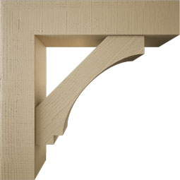 Ekena Millwork - BKTUR0756X34X34IMP05RCPR - Timberthane Faux Wood Imperial Style Bracket w/ Offset Brace, Block Ends, 7 1/2"W x 34"D x 34"H, Primed Tan