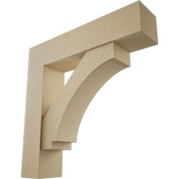 Ekena Millwork - BKTUR0756X34X34IMP05RCPR - Timberthane Faux Wood Imperial Style Bracket w/ Offset Brace, Block Ends, 7 1/2"W x 34"D x 34"H, Primed Tan