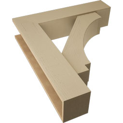 Ekena Millwork - BKTUR0756X34X38IMP05RCPR - Timberthane Faux Wood Imperial Style Bracket w/ Offset Brace, Block Ends, 7 1/2"W x 34"D x 38"H, Primed Tan