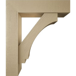 Ekena Millwork - BKTUR0756X34X40IMP05RCPR - Timberthane Faux Wood Imperial Style Bracket w/ Offset Brace, Block Ends, 7 1/2"W x 34"D x 40"H, Primed Tan