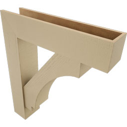 Ekena Millwork - BKTUR0756X34X40IMP05RCPR - Timberthane Faux Wood Imperial Style Bracket w/ Offset Brace, Block Ends, 7 1/2"W x 34"D x 40"H, Primed Tan