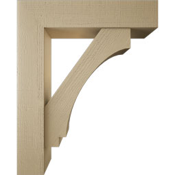 Ekena Millwork - BKTUR0756X34X42IMP05RCPR - Timberthane Faux Wood Imperial Style Bracket w/ Offset Brace, Block Ends, 7 1/2"W x 34"D x 42"H, Primed Tan