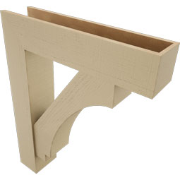 Ekena Millwork - BKTUR0756X34X42IMP05RCPR - Timberthane Faux Wood Imperial Style Bracket w/ Offset Brace, Block Ends, 7 1/2"W x 34"D x 42"H, Primed Tan