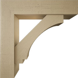 Ekena Millwork - BKTUR0756X36X36IMP05RCPR - Timberthane Faux Wood Imperial Style Bracket w/ Offset Brace, Block Ends, 7 1/2"W x 36"D x 36"H, Primed Tan