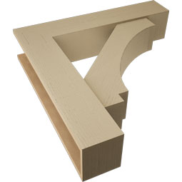 Ekena Millwork - BKTUR0756X36X36IMP05RCPR - Timberthane Faux Wood Imperial Style Bracket w/ Offset Brace, Block Ends, 7 1/2"W x 36"D x 36"H, Primed Tan