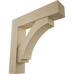 Ekena Millwork - BKTUR0756X36X36IMP05RCPR - Timberthane Faux Wood Imperial Style Bracket w/ Offset Brace, Block Ends, 7 1/2"W x 36"D x 36"H, Primed Tan