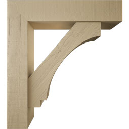 Ekena Millwork - BKTUR0756X36X40IMP05RCPR - Timberthane Faux Wood Imperial Style Bracket w/ Offset Brace, Block Ends, 7 1/2"W x 36"D x 40"H, Primed Tan