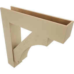 Ekena Millwork - BKTUR0756X36X40IMP05RCPR - Timberthane Faux Wood Imperial Style Bracket w/ Offset Brace, Block Ends, 7 1/2"W x 36"D x 40"H, Primed Tan