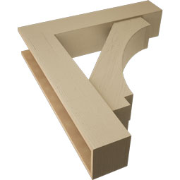 Ekena Millwork - BKTUR0756X36X40IMP05RCPR - Timberthane Faux Wood Imperial Style Bracket w/ Offset Brace, Block Ends, 7 1/2"W x 36"D x 40"H, Primed Tan