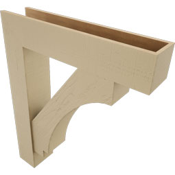 Ekena Millwork - BKTUR0756X36X44IMP05RCPR - Timberthane Faux Wood Imperial Style Bracket w/ Offset Brace, Block Ends, 7 1/2"W x 36"D x 44"H, Primed Tan