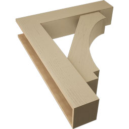 Ekena Millwork - BKTUR0756X36X44IMP05RCPR - Timberthane Faux Wood Imperial Style Bracket w/ Offset Brace, Block Ends, 7 1/2"W x 36"D x 44"H, Primed Tan