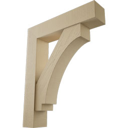 Ekena Millwork - BKTUR0756X36X44IMP05RCPR - Timberthane Faux Wood Imperial Style Bracket w/ Offset Brace, Block Ends, 7 1/2"W x 36"D x 44"H, Primed Tan