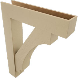 Ekena Millwork - BKTUR0756X36X48IMP05RCPR - Timberthane Faux Wood Imperial Style Bracket w/ Offset Brace, Block Ends, 7 1/2"W x 36"D x 48"H, Primed Tan