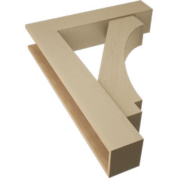 Ekena Millwork - BKTUR0756X36X48IMP05RCPR - Timberthane Faux Wood Imperial Style Bracket w/ Offset Brace, Block Ends, 7 1/2"W x 36"D x 48"H, Primed Tan