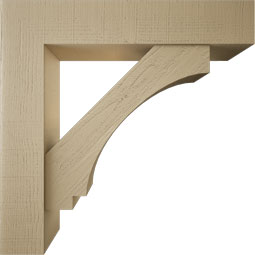 Ekena Millwork - BKTUR0756X38X38IMP05RCPR - Timberthane Faux Wood Imperial Style Bracket w/ Offset Brace, Block Ends, 7 1/2"W x 38"D x 38"H, Primed Tan