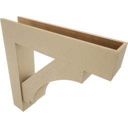 Ekena Millwork - BKTUR0756X38X38IMP05RCPR - Timberthane Faux Wood Imperial Style Bracket w/ Offset Brace, Block Ends, 7 1/2"W x 38"D x 38"H, Primed Tan