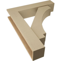 Ekena Millwork - BKTUR0756X38X44IMP05RCPR - Timberthane Faux Wood Imperial Style Bracket w/ Offset Brace, Block Ends, 7 1/2"W x 38"D x 44"H, Primed Tan