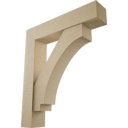 Ekena Millwork - BKTUR0756X38X44IMP05RCPR - Timberthane Faux Wood Imperial Style Bracket w/ Offset Brace, Block Ends, 7 1/2"W x 38"D x 44"H, Primed Tan
