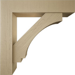 Ekena Millwork - BKTUR0756X40X40IMP05RCPR - Timberthane Faux Wood Imperial Style Bracket w/ Offset Brace, Block Ends, 7 1/2"W x 40"D x 40"H, Primed Tan