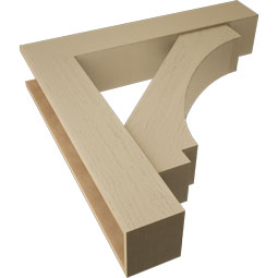 Ekena Millwork - BKTUR0756X40X40IMP05RCPR - Timberthane Faux Wood Imperial Style Bracket w/ Offset Brace, Block Ends, 7 1/2"W x 40"D x 40"H, Primed Tan