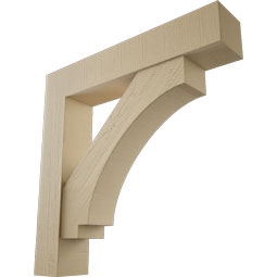Ekena Millwork - BKTUR0756X40X40IMP05RCPR - Timberthane Faux Wood Imperial Style Bracket w/ Offset Brace, Block Ends, 7 1/2"W x 40"D x 40"H, Primed Tan