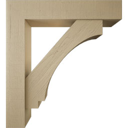 Ekena Millwork - BKTUR0756X40X44IMP05RCPR - Timberthane Faux Wood Imperial Style Bracket w/ Offset Brace, Block Ends, 7 1/2"W x 40"D x 44"H, Primed Tan