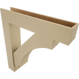 Ekena Millwork - BKTUR0756X40X44IMP05RCPR - Timberthane Faux Wood Imperial Style Bracket w/ Offset Brace, Block Ends, 7 1/2"W x 40"D x 44"H, Primed Tan