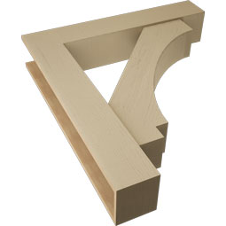 Ekena Millwork - BKTUR0756X40X44IMP05RCPR - Timberthane Faux Wood Imperial Style Bracket w/ Offset Brace, Block Ends, 7 1/2"W x 40"D x 44"H, Primed Tan