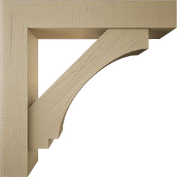 Ekena Millwork - BKTUR0756X42X42IMP05RCPR - Timberthane Faux Wood Imperial Style Bracket w/ Offset Brace, Block Ends, 7 1/2"W x 42"D x 42"H, Primed Tan