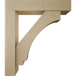 Ekena Millwork - BKTUR0756X42X48IMP05RCPR - Timberthane Faux Wood Imperial Style Bracket w/ Offset Brace, Block Ends, 7 1/2"W x 42"D x 48"H, Primed Tan