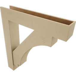 Ekena Millwork - BKTUR0756X42X48IMP05RCPR - Timberthane Faux Wood Imperial Style Bracket w/ Offset Brace, Block Ends, 7 1/2"W x 42"D x 48"H, Primed Tan
