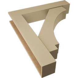 Ekena Millwork - BKTUR0756X42X48IMP05RCPR - Timberthane Faux Wood Imperial Style Bracket w/ Offset Brace, Block Ends, 7 1/2"W x 42"D x 48"H, Primed Tan