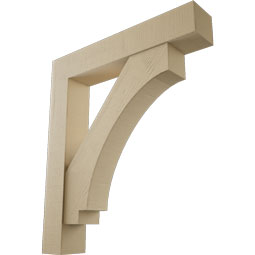 Ekena Millwork - BKTUR0756X42X48IMP05RCPR - Timberthane Faux Wood Imperial Style Bracket w/ Offset Brace, Block Ends, 7 1/2"W x 42"D x 48"H, Primed Tan