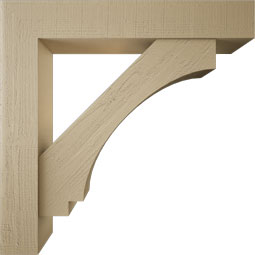 Ekena Millwork - BKTUR0756X44X44IMP05RCPR - Timberthane Faux Wood Imperial Style Bracket w/ Offset Brace, Block Ends, 7 1/2"W x 44"D x 44"H, Primed Tan