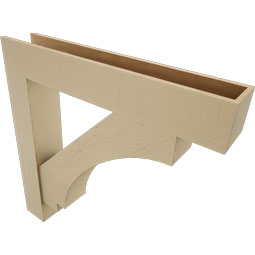 Ekena Millwork - BKTUR0756X44X44IMP05RCPR - Timberthane Faux Wood Imperial Style Bracket w/ Offset Brace, Block Ends, 7 1/2"W x 44"D x 44"H, Primed Tan