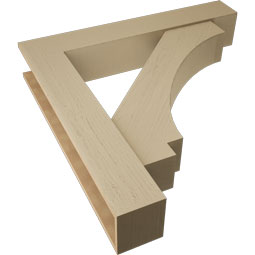 Ekena Millwork - BKTUR0756X44X44IMP05RCPR - Timberthane Faux Wood Imperial Style Bracket w/ Offset Brace, Block Ends, 7 1/2"W x 44"D x 44"H, Primed Tan