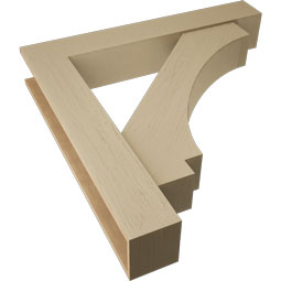 Ekena Millwork - BKTUR0756X46X46IMP05RCPR - Timberthane Faux Wood Imperial Style Bracket w/ Offset Brace, Block Ends, 7 1/2"W x 46"D x 46"H, Primed Tan