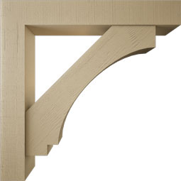 Ekena Millwork - BKTUR0756X48X48IMP05RCPR - Timberthane Faux Wood Imperial Style Bracket w/ Offset Brace, Block Ends, 7 1/2"W x 48"D x 48"H, Primed Tan