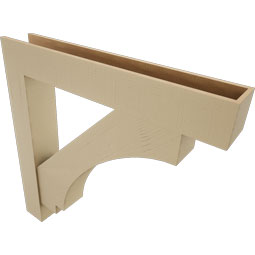 Ekena Millwork - BKTUR0756X48X48IMP05RCPR - Timberthane Faux Wood Imperial Style Bracket w/ Offset Brace, Block Ends, 7 1/2"W x 48"D x 48"H, Primed Tan
