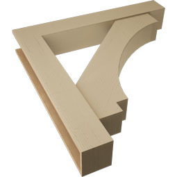 Ekena Millwork - BKTUR0756X48X48IMP05RCPR - Timberthane Faux Wood Imperial Style Bracket w/ Offset Brace, Block Ends, 7 1/2"W x 48"D x 48"H, Primed Tan