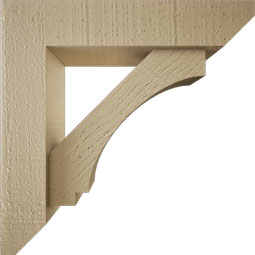 Ekena Millwork - BKTUR0352X14X14IMP06RCPR - Timberthane Faux Wood Imperial Style Bracket w/ Offset Brace, Slat Ends, 3 1/2"W x 14"D x 14"H, Primed Tan