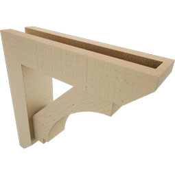 Ekena Millwork - BKTUR0352X14X14IMP06RCPR - Timberthane Faux Wood Imperial Style Bracket w/ Offset Brace, Slat Ends, 3 1/2"W x 14"D x 14"H, Primed Tan