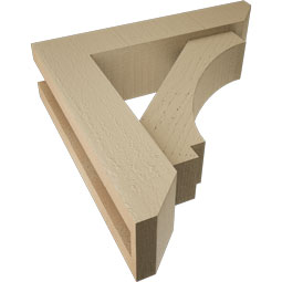Ekena Millwork - BKTUR0352X14X14IMP06RCPR - Timberthane Faux Wood Imperial Style Bracket w/ Offset Brace, Slat Ends, 3 1/2"W x 14"D x 14"H, Primed Tan