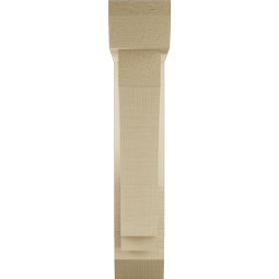 Ekena Millwork - BKTUR0352X14X18IMP06RCPR - Timberthane Faux Wood Imperial Style Bracket w/ Offset Brace, Slat Ends, 3 1/2"W x 14"D x 18"H, Primed Tan
