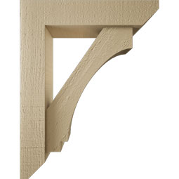 Ekena Millwork - BKTUR0352X14X18IMP06RCPR - Timberthane Faux Wood Imperial Style Bracket w/ Offset Brace, Slat Ends, 3 1/2"W x 14"D x 18"H, Primed Tan