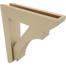 Ekena Millwork - BKTUR0352X14X18IMP06RCPR - Timberthane Faux Wood Imperial Style Bracket w/ Offset Brace, Slat Ends, 3 1/2"W x 14"D x 18"H, Primed Tan