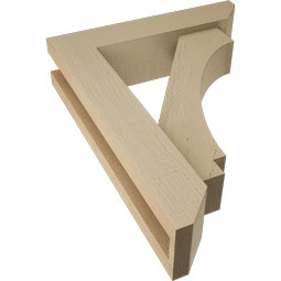 Ekena Millwork - BKTUR0352X14X18IMP06RCPR - Timberthane Faux Wood Imperial Style Bracket w/ Offset Brace, Slat Ends, 3 1/2"W x 14"D x 18"H, Primed Tan