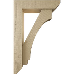 Ekena Millwork - BKTUR0352X14X22IMP06RCPR - Timberthane Faux Wood Imperial Style Bracket w/ Offset Brace, Slat Ends, 3 1/2"W x 14"D x 22"H, Primed Tan