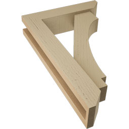 Ekena Millwork - BKTUR0352X14X22IMP06RCPR - Timberthane Faux Wood Imperial Style Bracket w/ Offset Brace, Slat Ends, 3 1/2"W x 14"D x 22"H, Primed Tan